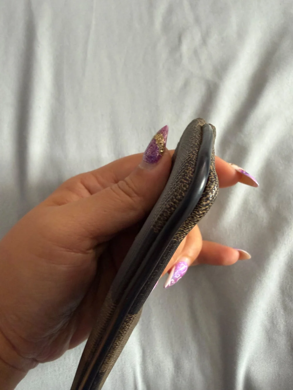 Fendi Brown & Black Striped Zip Card Case